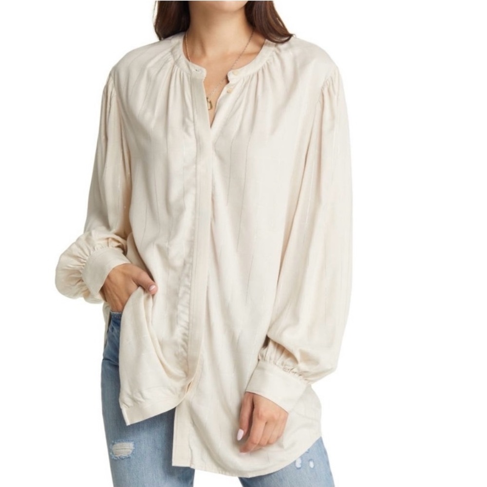 Treasure & Bond metallic plaid blouse, Women’s Medium